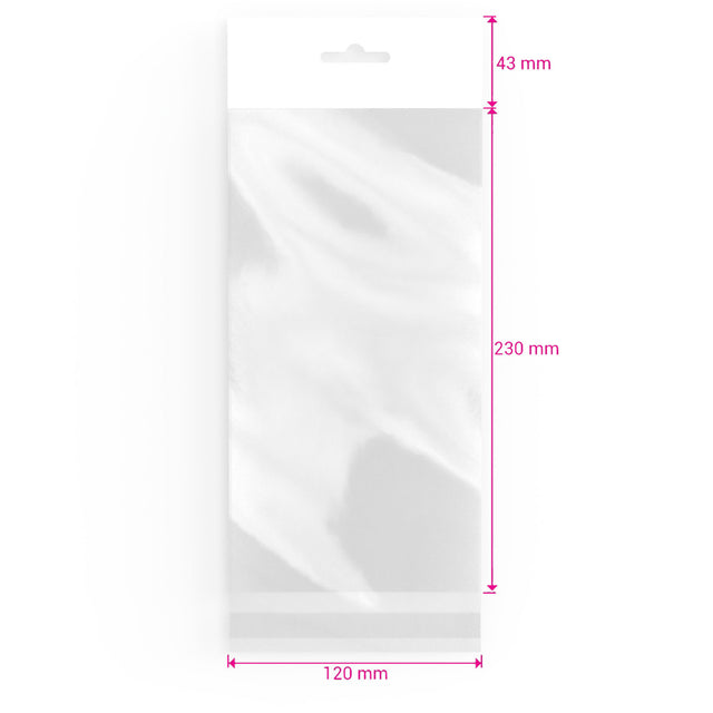 Cello Bags (With Header) Clear 230 x 120 mm