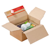 Karton mit variabler Tiefe und selbstklebendem Verschluss für den Versand