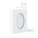 Weiße Klappkarten mit ovalem Ausschnitt – 3-fach Falz, Packung