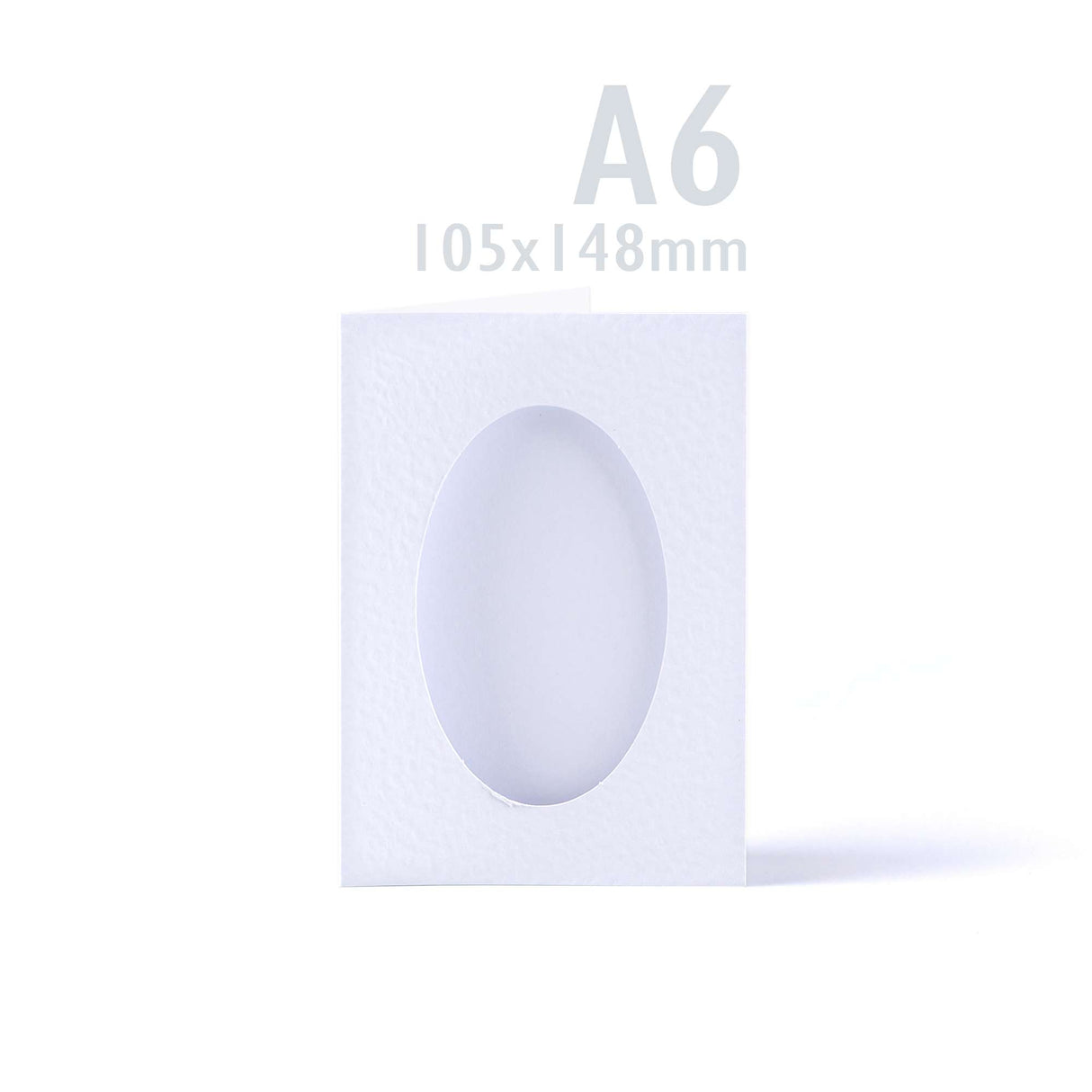 Weiße gehämmerte Klappkarten mit ovalem Ausschnitt – 3-fach Falz, Packung