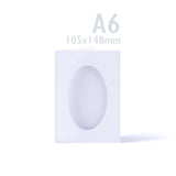 Weiße gehämmerte Klappkarten mit ovalem Ausschnitt – 3-fach Falz, Packung